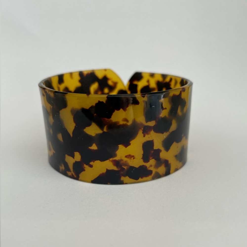 Tortoise Shell Cellulose Acetate Wide Cuff Bracel… - image 3